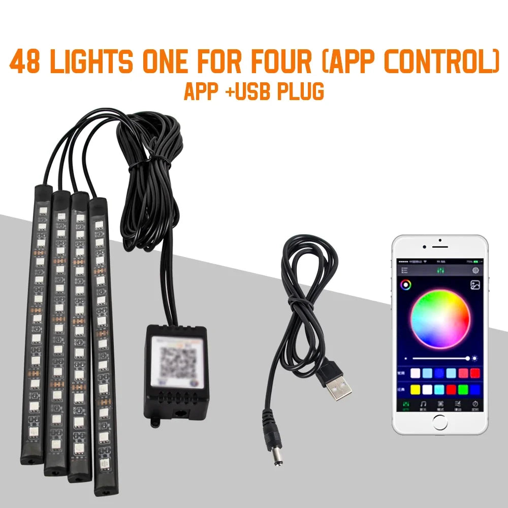 Neon 36 48 72 LED Car Interior
