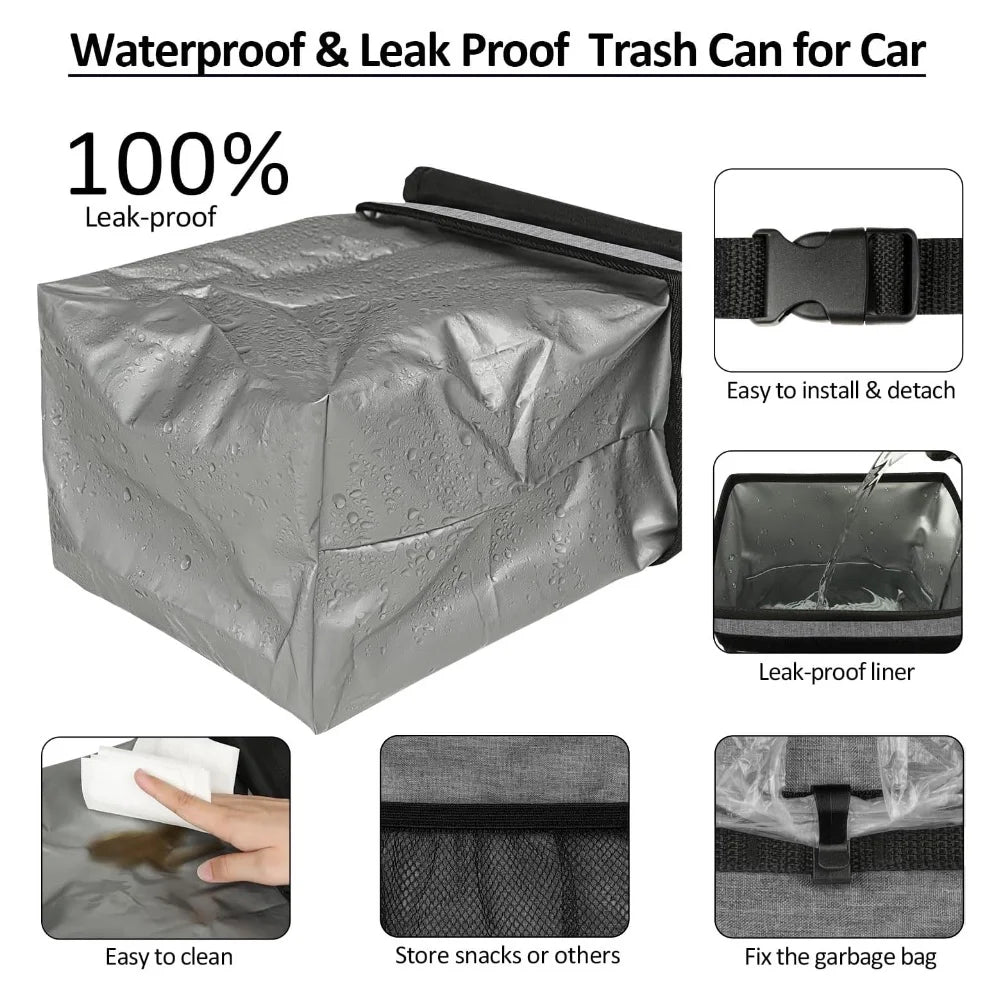 Car Trash Can with Lid - Leakproof Trash Bin