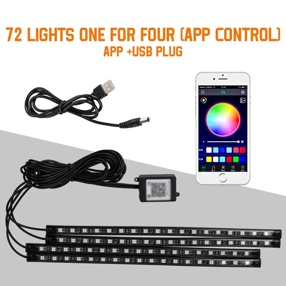 Neon 36 48 72 LED Car Interior