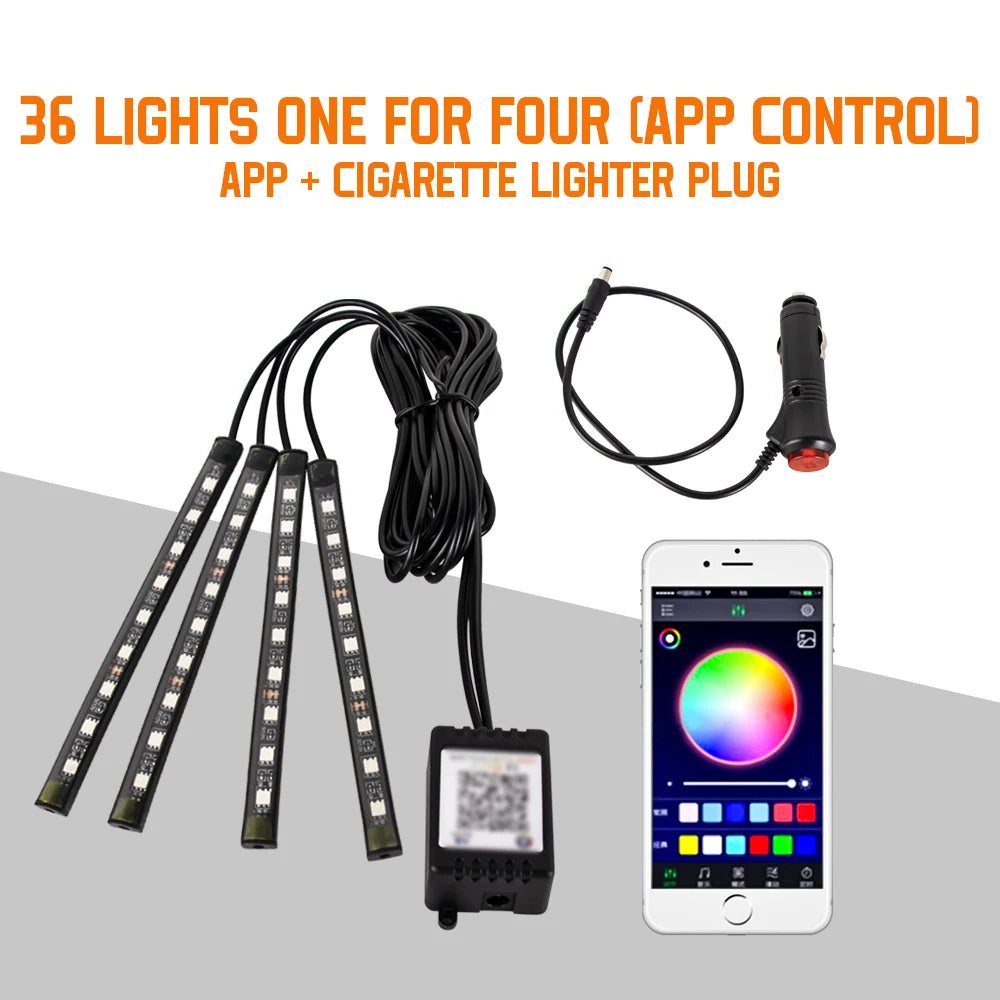 Neon 36 48 72 LED Car Interior