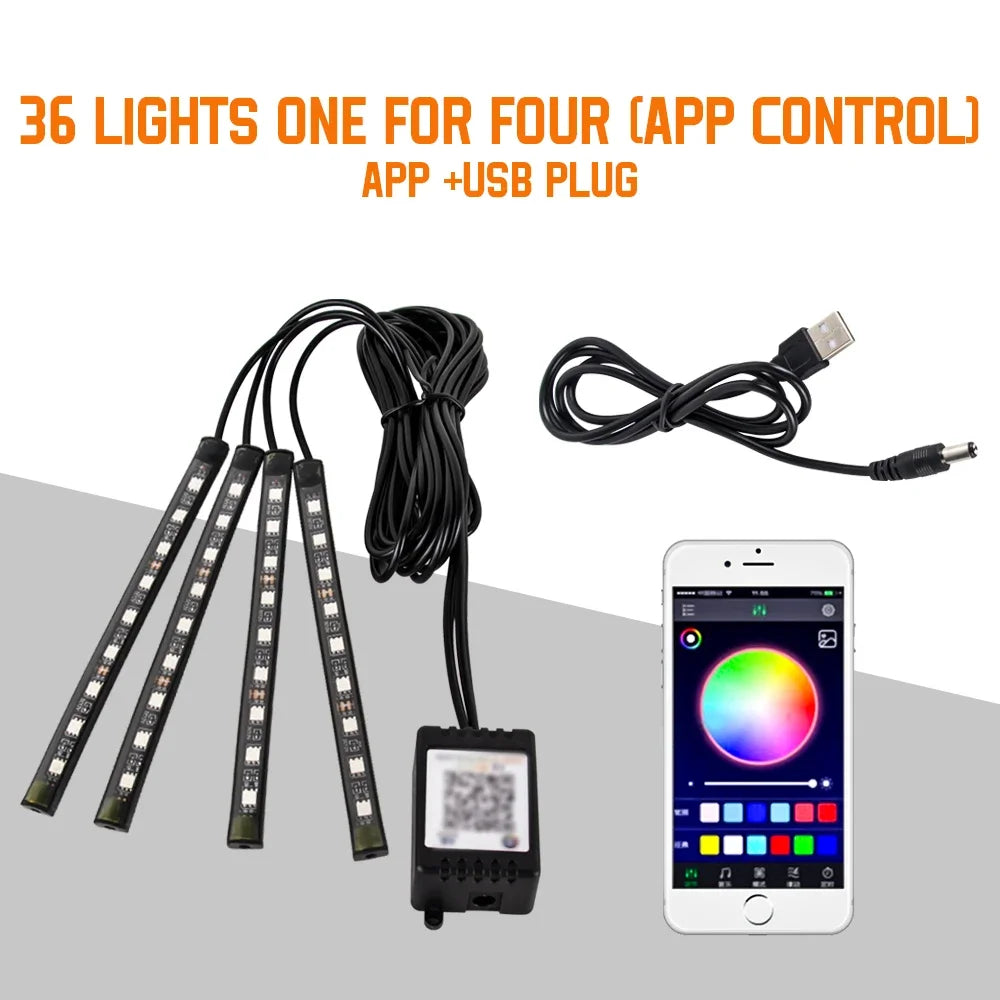 Neon 36 48 72 LED Car Interior